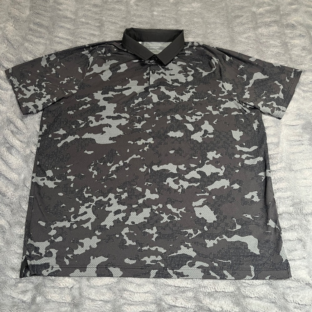 Under Armour Mens Iso-Chill Polo Shirt 2XL Gray Black Camo Golf Athletic Loose